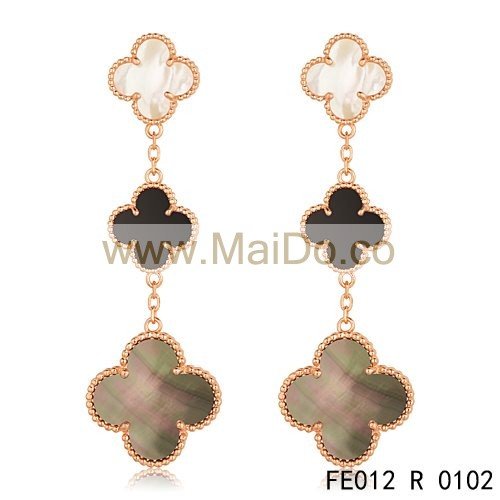 Cheap Van Cleef & Arpels Magic Alhambra 3 Clover Motifs Earrings