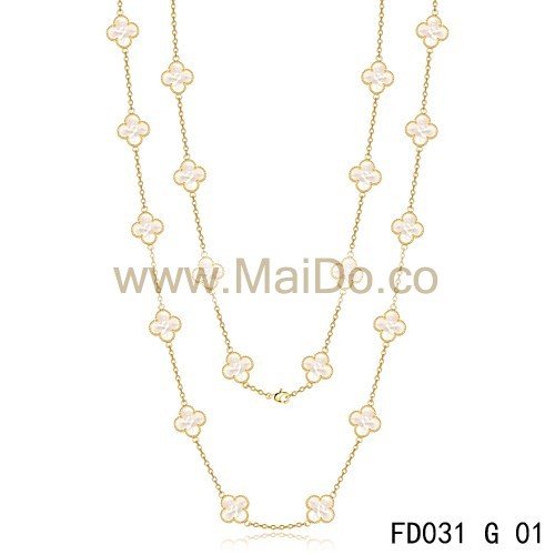 Fake Van Cleef & Arpels Vintage Alhambra 20 Motifs Long Necklace