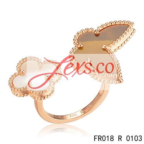 Van Cleef Arpels Pink Gold Lucky Alhambra Between The Finger Ring Copy